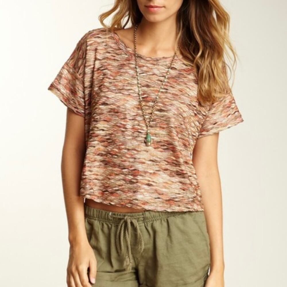 FREE PEOPLE Women's Rainbow Wave Boxy Top Scoop Neck